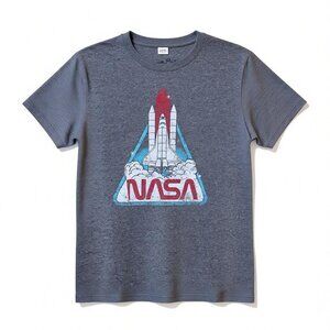 Tee Luv NASA Logo Grey Heather Men's Graphic T-Shirt Size Medium